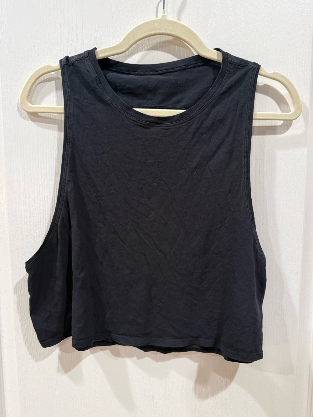 Lululemon cut back Black Cropped Muscle Tank Top- Pima cotton